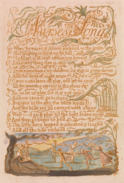 Songs of Innocence, Plate 22, Nurses Song (Bentley 38) by William Blake